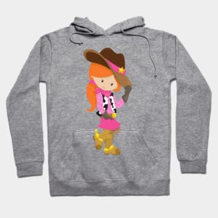 Cowgirl, Sheriff, Western, Country, Orange Hair Hoodie